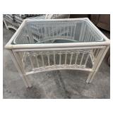 Wicker Side Table w/ Glass Top