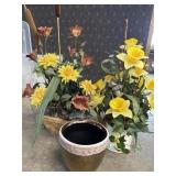 Ceramic Planter Pots w/ artificial flowers