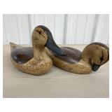 (2) Tonelli Wooden Duck Figurines
