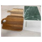 (2) Wooden Cutting Boards & glass cutting board &