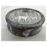 Incolay Stone Buck & Doe Trinket Box