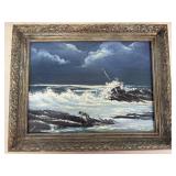 Oil on Canvas Painting signed Pelusi