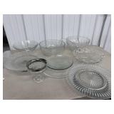 Misc Glassware- pedestal cake plates, bowls,