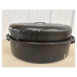 Enamel oval roaster w/ lid