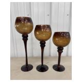 (3) Chocolate colored Decorative Glasses