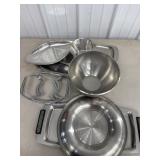 Variety Stainless Steel bowls, serving platters