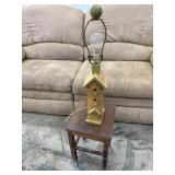 Birdhouse Table Lamp & small plant stand