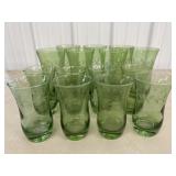 Etched Green Drinking Glasses