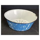 Blue & White Swirl Enamelware 9" Colander