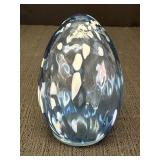 5" Light Blue & White Hollow Glass Egg