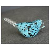 5.75" Light Blue & Black Glass Bird
