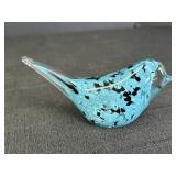 5.75" Light Blue & Black Glass Bird