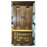 Antique Oak Step Back Cabinet
