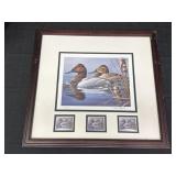 1993 Ducks Unlimited Picture w/ 3 Stamps