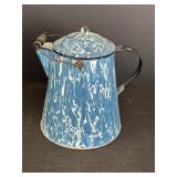 Blue & White Swirl Enamelware 11" Coffee Pot