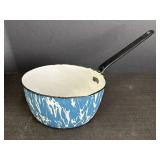 Blue & White Swirl Enamelware 8" Pot