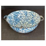 Blue & White Swirl Enamelware 12" Colander