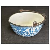 Blue & White Swirl Enamelware 6.5" Pot