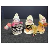 (3) Vtg. Japan Pinecone/ Gnome