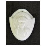 Milk Glass Indian Chief Wall Pocket