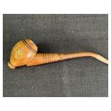 Carved Wooden Tabbco Pipe w/ Copper