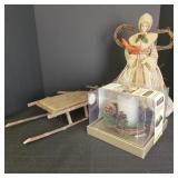Angel Decor, Wreath LED Candle, Wood Sled