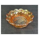 6" Marigold Carnival Glass Grape Design Fruit Bowl