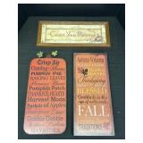 (3) Wooden Fall Wall Decor Hangings