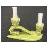 Haeger Pottery Light Green Candle Holder Leaf