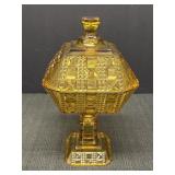 EAPG Adams&Co Amber Valencia glass compote w/