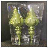 2 Large Green Ornaments