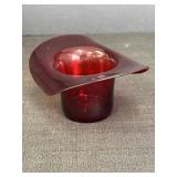Ruby Red Glass Hat Vase