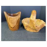 Wood basket & bowl/vase