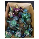 Plastic Ornaments & 1 Glass Ornament