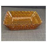 Daisy & Button Amber Glass Dish, 10 x 7 x 2.5in