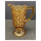 Amber glass 6in pitcher/creamer, pedestal base,