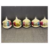 (5) Vtg. Glass Christmas Ornaments