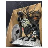 Pumpkins, Bird Cage, black birds w/ figurines