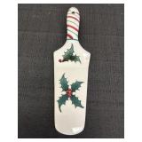 Lefton Holly Candy Cane Ceramic Pie/ Cake Server