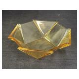 10.5" Geometric Yellow Glass Bowl