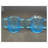 3.5" Blue Glass Cream & Sugar Bowls