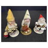 (3) Vtg. Japan Pinecone Elf Gnomes