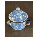 Blue & White Swirl Enamelware 5" Tea Pot