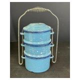 Blue & White Enamelware Stackable Lunchbox
