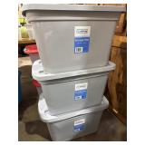(3) 10 Gallon Storage Containers w/ lids