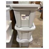 (3) 10 gallon storage containers w/ lids