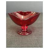 Ruby Red Heart Pedestal Candy Bowl