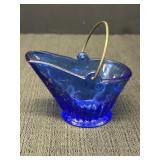 Cobalt Blue Coal Bucket Toothpick Holder