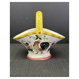 6" Rooster Rose Ceramic Basket