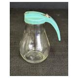 Vtg Dripout Glass Syrup Jar w/ Plastic Lid